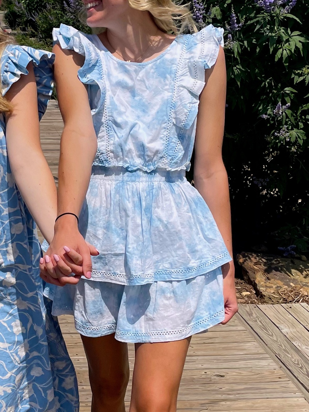 Steve Madden Light Blue Tiered Ruffle Mini Dress